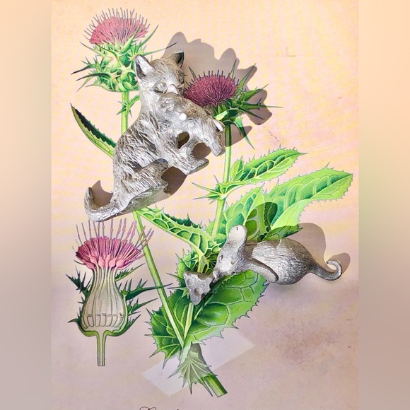 Vintage Pewter Miniatures of Cat & Mouse Figurines - Picture 2 of 6